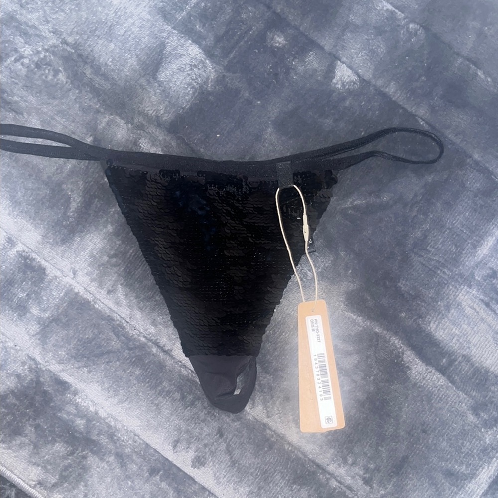 BRAND NEW SKIMS Black Sequin Thong